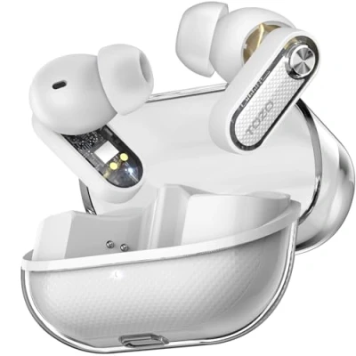 Imagen de TOZO Crystal Pods Auriculares Inalámbricos Bluetooth 5.4 con Híbrida ANC Llamadas IA ENC ORIGX 2.0 Acústico EQs Ajuste 35H Reproducción Gaming Modo Carga Rápida USB Tipo C IPX5 Blanco