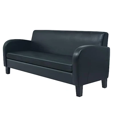 Imagen de vidaXL Sofá 3 Plazas Cuero Artificial Negro Asiento Silla Sillón Mueble Salón