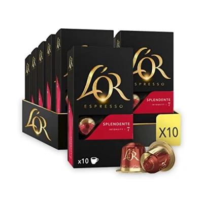 Imagen de L&#039;Or Espresso café Splendente Intensidad 7 Nespresso cápsulas de aluminio compatibles 10 paquetes (100 bebidas)