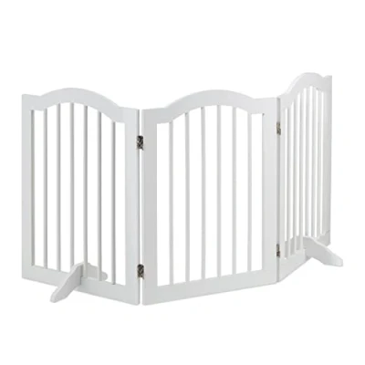 Imagen de Relaxdays Barrera Seguridad Niños, Plegable, con Patas, Valla Protección Bebés y Perros, Redondeada, 70x154x30cm, Blanco, Bambú