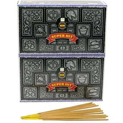 Imagen de Satya Shrinivas Sugandhalaya Super Hit Varillas de incienso aroma indio, color negro, 24 boites