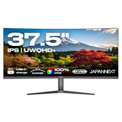 Imagen de JapanNext Monitor Curvo 37,5&quot; IPS UWQHD+ (3840x1600) HDR Carga vía USB C (65W) Altura e inclinación Ajustables Altavoces Integrados 100% sRGB G Sync/FreeSync JN IPSC3752UWQHDPR H C65W