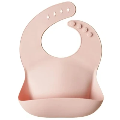 Imagen de mushie Babero de Silicona para Bebés Baberos Alimentación con Bolsillo Fáciles Lavar 4 Tamaños Ajustables Sin BPA Accesorio Durable Niños Pequeños y Niñas Blush