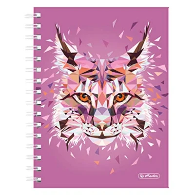 Imagen de Herlitz 50027262 Flex Cuaderno con tapa extraíble, A4, 2 x 40 hojas, diseño de lobo salvaje, 1 pieza Buch A5 Lynx