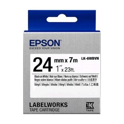 Imagen de LabelWorks LW 900P Epson LK 6WBVN cinta negra sobre blanco 24 mm