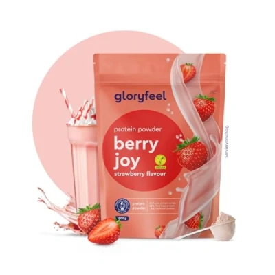 Imagen de Proteína Vegana Sabor FRESA 1kg en polvo Sin azúcar 22g de proteinas para aumentar o mantener la masa muscular Aislado proteina guisante soja, gluten ni lactosa