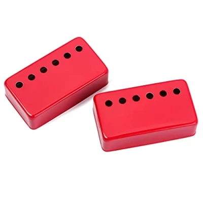 Imagen de Alnicov Humbucker Juego de 2 fundas para pastilla guitarra (latón, 50 mm/52 mm, espaciado poste eléctrica LP Les Paul, color rojo