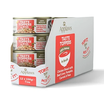 Imagen de Applaws Comida Húmeda para Perros 100% Natural, Pechuga de Pollo con Hígado Res en Caldo Adultos, Paquete 12 Latas 156g