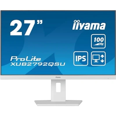 Imagen de iiyama XUB2792QSU W6 27&quot; Blanco Panel IPS, 2560x1440100Hz, 0,4ms (MPRT), FreeSync, 15cm Regulable en Altura, Pivotante, 250cd/m², HDMI, DisplayPort, Altavoces, USB 4x3.2