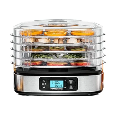 Imagen de Rommelsbacher Deshidratador DA 350 5 días, superficie de deshidratación 0,42 m², selección temperatura 35 C a 75 C, temporizador 36 horas, apagado automático, 2 moldes cereales, W, acero inoxidable.