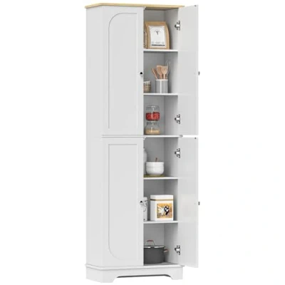 Imagen de HOMCOM Alacena de Cocina Armario Mueble Auxiliar con 4 Puertas y Estantes Ajustables para Comedor Salón 60x30x183 cm Blanco
