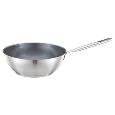 Imagen de Fiskars Sartén wok, Ø 28 cm / 4,5 L, Con revestimiento, Apta para todas las placas de cocción, Acero inoxidable reciclado, All Steel, Plateado, 1064747