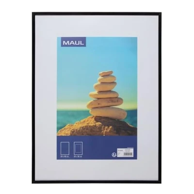 Imagen de MAUL Marco fotos 30x40 cm MAULart pequeno de plástico para formato vertical u horizontal con paspartu Portarretratos Ideal fotos, collages y cuadros Negro