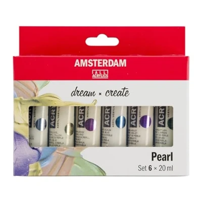 Imagen de Amsterdam Standard Series Set de Pintura Acrílica Perla (6 x 20 ml) 6 Colores Nacarados Brillantes Efecto Especial