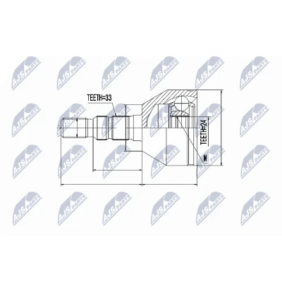 Imagen de NTY NPZ PL 025 Junta Homocinética Caja de cambios manual Eje delantero, izquierda, derecha OPEL: Astra H Hatchback, Zafira B