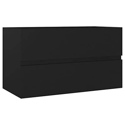 Imagen de vidaXL Armario para Lavabo Lavamanos Inodoro Aseo Muebles Mobiliario Almacenamiento Estante Robusto Estable Madera Contrachapada Negro 80x38,5x45 cm