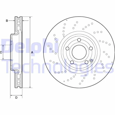 Imagen de DELPHI BG9189C Disco de freno 322 32 5 ventilado revestido altamente carbonizado sin cojinete rueda, anillo sensor ABS MERCEDES BENZ: CLS Coupé