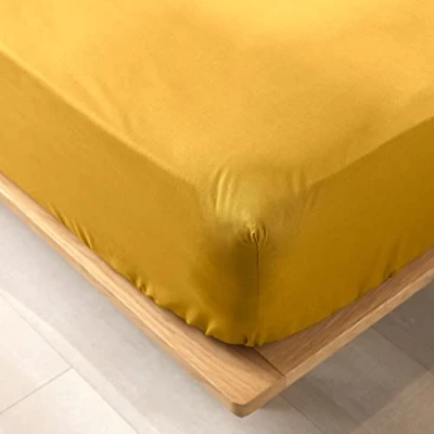 Imagen de Douceur d&#039;Intérieur Biolina Sábana Bajera, 160 x 200 cm, 100% algodón, orgánica, Ocre
