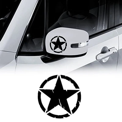 Imagen de 4R Quattroerre.it 17116 Pegatinas de Estrellas Militares para Jeep Renegade Espejos Coche, Diámetro 9 cm, Negro Mate, 2 Piezas