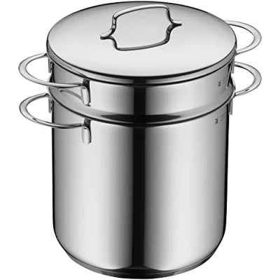 Imagen de WMF Mini Olla Pasta 3L Ø 18 cm, Acero Inoxidable Cromargan, con Tapa e Inserto, Apilable