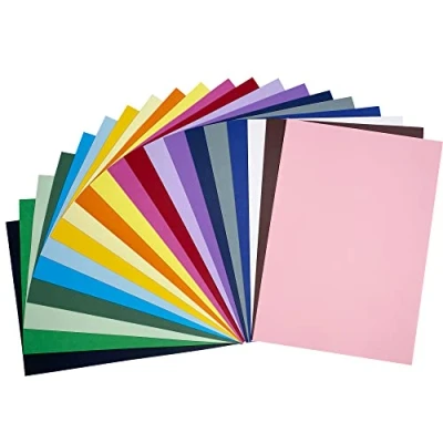 Imagen de Tarjeta de papel colores A4, manualidades y decoración, dibujo corte, paquete 100 hojas, 230 g, 20 surtidos