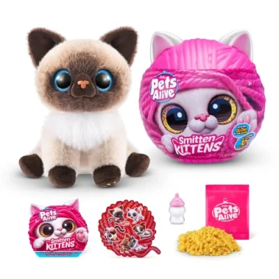 Imagen de Pets Alive Smitten Kittens Surprise (Gato siamés Mooloo) por ZURU Nurture Play Juguete Suave Unboxing Adopta 10 Sonidos interactivos