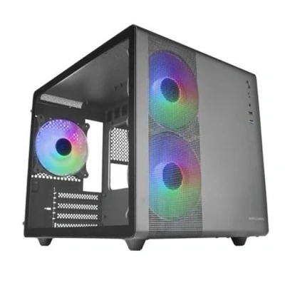 Imagen de Mars Gaming MC 400 Negro, Caja Compacta Micro ATX, Ventana Lateral Completa Cristal Templado, 3X Ventiladores FRGB 120mm, Panel Completo Mesh