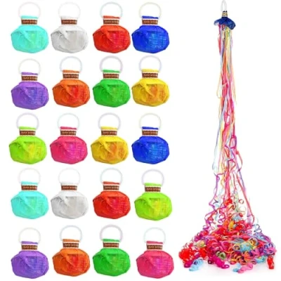 Imagen de Lumeclat 20 Lanzadores de Serpentinas Fiesta, Streamers Confeti Coloridos, Lanzamiento Manual para Cumpleaños, Bodas, Navidad, Año Nuevo y Actuaciones Mágicas (Colores Aleatorios)