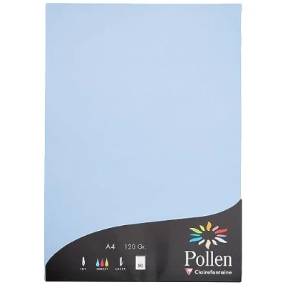 Imagen de Clairefontaine 44238C Un étui de 50 feuilles Pollen 21x29,7 cm 120g, Bleu lavande