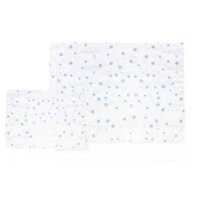 Imagen de Various Juego de Sábanas para Cuna 60 x 120 cm, Ropa Cuna,100% Algodón Extrasuave Fafricado en Europeo (Bajera+encimera+Funda Almohada) Estampado Estrella Azul/Blanco
