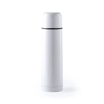Imagen de Termo de café para llevar Botella térmica medio litro en acero inoxidable con doble pared. bebidas calientes o frias tapón seguridad/taza (Blanco)
