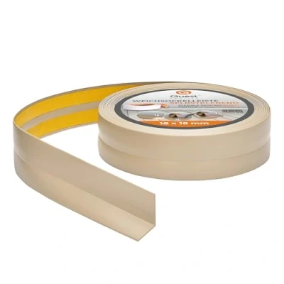Imagen de Rodapiés Flexible Autoadhesivo 18 mm x Rodapié Plegable para Cocina Baño Cinta de sellado Perfil PVC Estanco Decorativo 5 Metros Beige