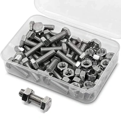 Imagen de M6 * 20mm 30 Piezas 304 Acero Inoxidable Tornillos de Cabeza Hexagonal Juego Pernos y Tuercas, Máquina
