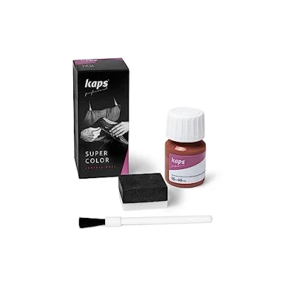 Imagen de Tinte para Zapatos y Bolsos de Cuero Textil con Esponja Brocha, Kaps Super Color, 70 Colores (129 marrón claro)