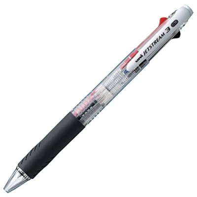 Imagen de Uni Jetstream Bolígrafo de 3 colores, tinta negra, roja, azul, 0,38 mm, transparente (SXE340038.T)