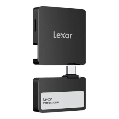 Imagen de Lexar 2TB Externo SSD Professional Go con Hub, Ultracompacto, Compatible Apple ProRes, hasta 1050 MB/s de Lectura, USB 3.2 Gen 2, Resistente al Agua y Polvo IP65, para iPhone 15/16, Negro