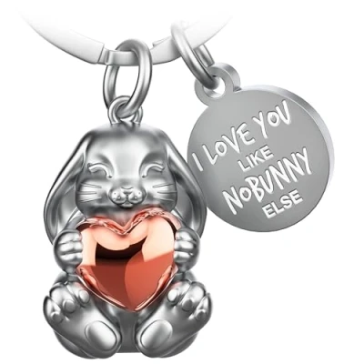 Imagen de FABACH Llavero de conejito con corazón Amuleto la suerte Conejo Regalos Novia pareja Amor Parejas Aniversario I Love You Like Nobunny Else, dorado, 1, Moderno
