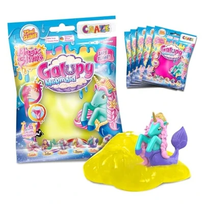 Imagen de CRAZE Magic Slime Surprise de Galupy Mermaid, Pack 6 Bolsas con 75 ml Colores aleatorios Figura Sorpresa Sirena