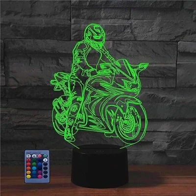 Imagen de HPBN8 Ltd 3D Moto ilusión Lámpara Luz Nocturna 7/16 Colores Cambiantes Control Remoto USB de Suministro Energía Juguetes Decoración Regalo Cumpleaños Navidad