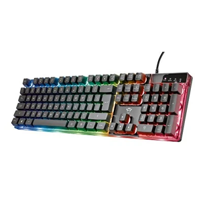 Imagen de Trust Gaming GXT 835 Azor Teclado Gaming, Diseño Italiano QWERTY, USB, Anti ghosting, retroiluminado LED RGB para PC, Ordenador, Ordenador portátil, Mac Negro