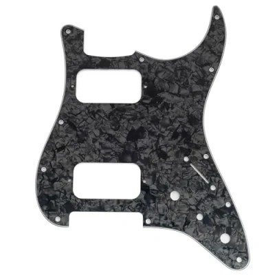 Imagen de Musiclily Pro 11 Agujeros Golpeador ST HH Pickguard Con para Esquina Redonda 2 Humbucker Potenciómetros Mini Switch Guitarra Eléctrica tipo Fender Squier Strat, 4 capas Black Pearl