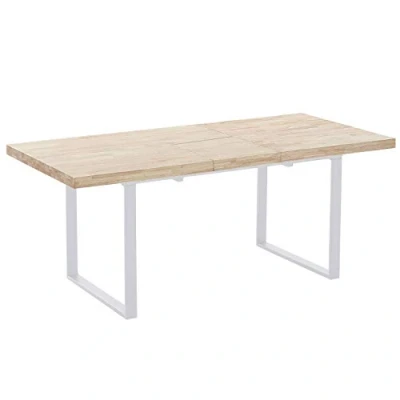 Imagen de Adec Group Natural, Mesa Extensible de Comedor, Salon o Cocina, Color Roble Salvaje y Blanco, Medidas: 140/180 cm (Largo) x 80 (Ancho) 76 (Alto)