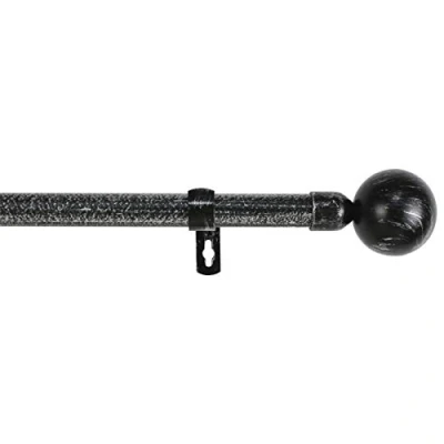 Imagen de MERCURY TEXTIL Barra Sencilla Forja Universal Extensible,Barra de Cortinas Decorativa Extensible (Negro+Gris, 70 120cm Bola)