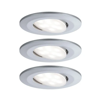 Imagen de Paulmann 99929 Luminaria empotrable LED Calla, redonda, set de 3, incl. 3x6 W IP65, foco, cromo mate, luz para armario, plástico, 4000 K