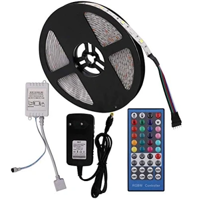 Imagen de XUNATA 12V Tiras LED RGBW, 5m IP21 No Impermeable, 5050 SMD 300 LEDs Para TV Tira de Luces Kit Completo con Control Remoto 40 teclas (RGB + Blanco)