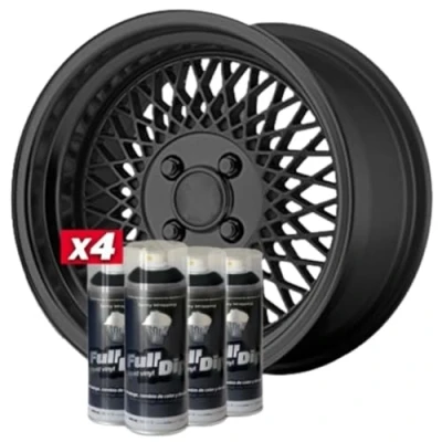 Imagen de AutoFullCar Pack Llantas Vinilo Líquido Full Dip 4 Sprays Hyperblack Metallic 400ml Unidad