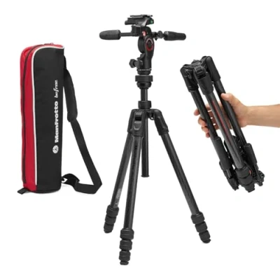Imagen de Manfrotto Befree GT Pro 3 Way, Professional Travel Tripod Kit, Way Fluid Head, Levelling Column, Photo/Camera and Video Carbon Fibre, Arca Type, Twist Lock, DSLR, Mirrorless,Camera Accessories