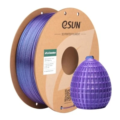 Imagen de eSUN Camaleón Filamento PLA 1,75 mm, con Purpurina, Cambio de Color Gradiente Precisión Dimensional +/ 0.05mm, Carrete 1KG (2.2 LBS) para Impresoras 3D,Nebula Púrpura