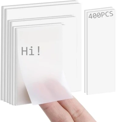 Imagen de 400 Hojas Notas Adhesivas Transparentes, Bloc de Impermeables, Posits Transparentes Reutilizables, Postit Autoadhesiva Impermeable Removibles para Casa Escuela Oficina