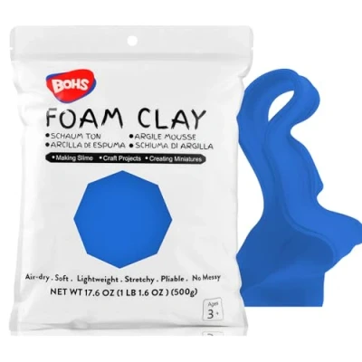 Imagen de BOHS Arcilla de Espuma Azul para Modelar 500g Blanda, Suave, Secado al Aire Ideal Cosplay y Proyectos Escolares